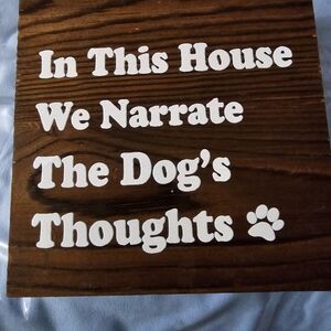 Wooden Sign with White Text